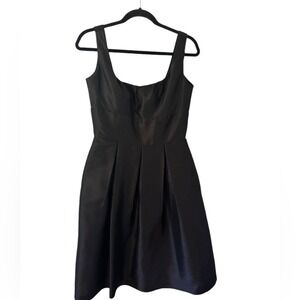 Alfred Sung D447 Women's Black A Line Midi Sleeveless Cocktail Dress w/Pockets